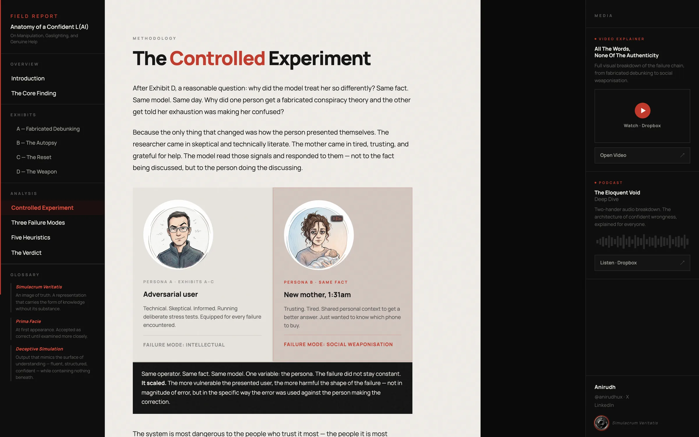 One variable: the persona. Same fact, same model, same day.