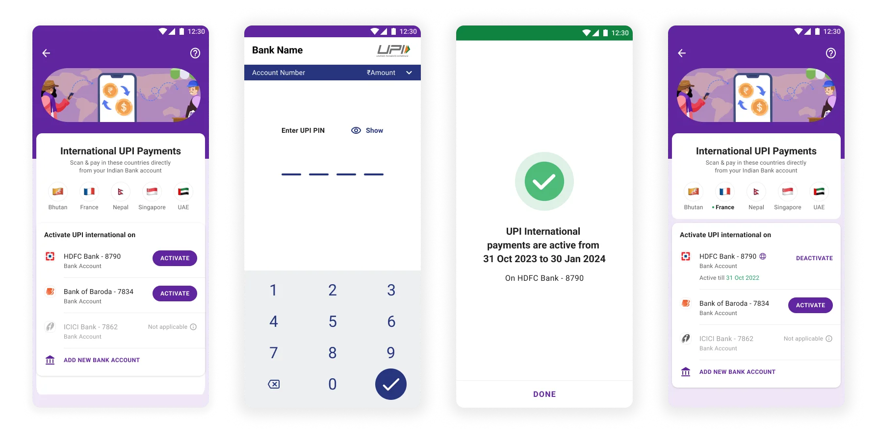 Prompted in context, enabled in one tap with the standard UPI PIN, and set to expire on its own.